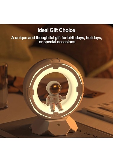 Honeybeeshop Bgprıder Modern Astronot Gece Lambası Pembe Dokunmatik 3 Renk Led 4 Parlaklık Seviyeli 1200mah Şarjlı Yatak Odası Masa Lambası Doğum Günü Noel Hediyesi Pembe