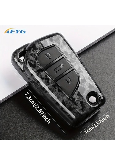 Dashanshop Karbon Fiber Abs Araç Anahtar Kılıfı 3 Tuşlu Çizilmeye Dayanıklı 2012-2024 Rav4 Corolla