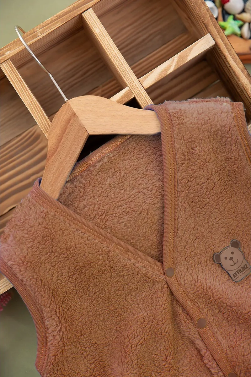 Ay Yıldız Çocuklar İçin Teddy Yelek Kolsuz 330312204 Koyu Kahverengi