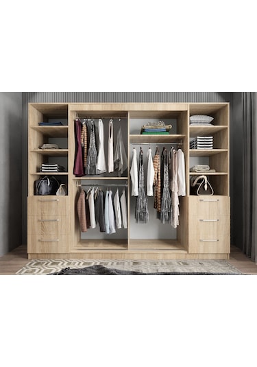 Riga Sürgü Kapaklı 6 Çekmeceli Gardırop M 208 Cm Kurulum Dah