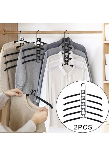 Homyl 5'i 1 Arada Çok Katmanlı Kanca Metal Elbise Askıları Siyah