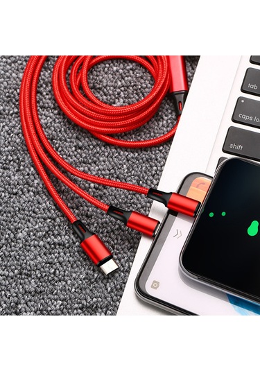 Fosenze Gümüş Nilon Örgü 3'lü Şarj Kablosu - Type-c, Micro Usb Ve İ-ürün Uyumlu Hızlı Şarj, Dayanıklı Ve Esnek Tasarım