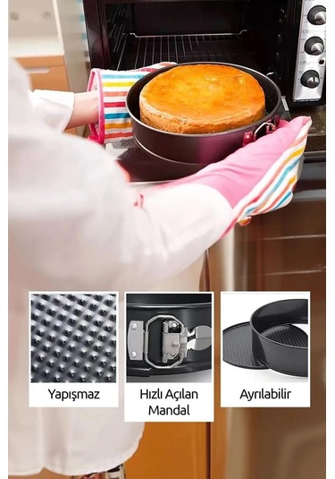 Kapris 3 Lü Kelepçeli Kek Kalıbı Seti 24-26-28 Cm Kap-520 Antrasit