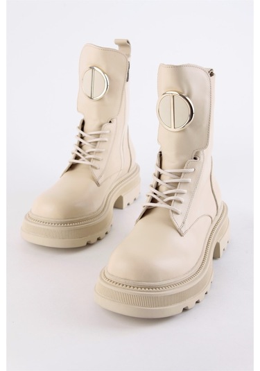Rayssa Bej Hakiki Deri Kadın Bot Bej