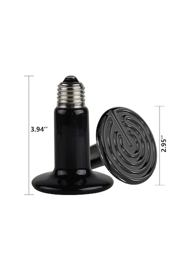 Singree Sürüngen Isıtma Lambası - E27 Seramik Avize, 50w-200w, 220v, Siyah Siyah