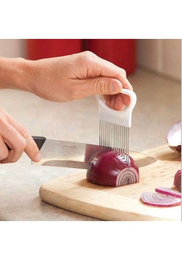1 Adet Paslanmaz Çelik Meyve Gadget Kullanışlı Paslanmaz Çelik Soğan Tutucu Patates Güvenlik Pişirme Araçları Dilimleme Kesme Yardımı Yeşil