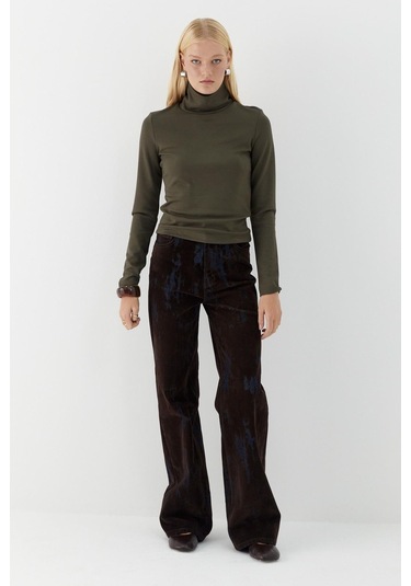 Balıkçı Yaka Uzun Kollu Body Haki Haki