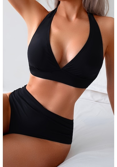 Angelsin Yandan Büzgülü Şık Bikini Altı Siyah