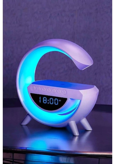 Bluetooth Hoparlör 15w Kablosuz Hızlı Şarj Led Gece Lambası