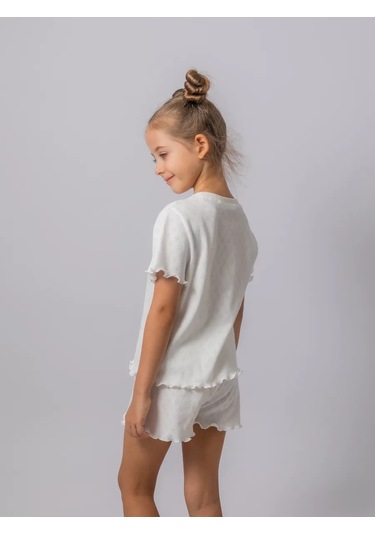 Sem Bur Çocuklar İçin Dantelli Pijama Takımı Şortlu 462072134 Beyaz