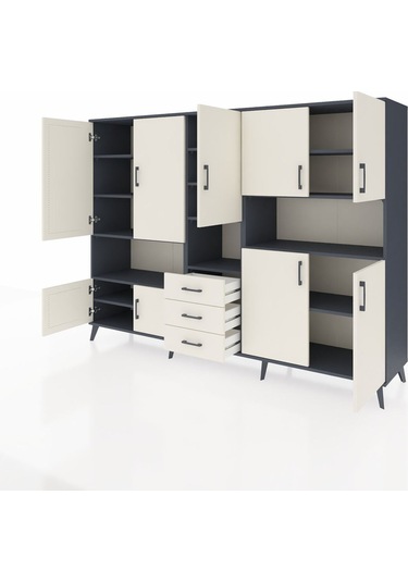 Hyperion Dolap 13 Raflı 3 Çekmeceli 9 Kapaklı 220x44x163 Antrasit Antrasit-aytaşı