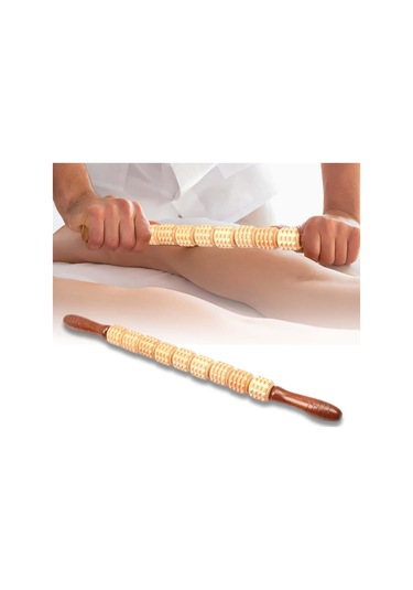 Homyl Göbek Bel Uyluk Için Ahşap Masaj Rulo Çubukları Vücut Sarı