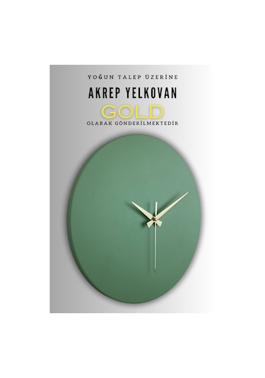 Round Model Modern Metal Sıvama Akar Sessiz Mekanizmalı Duvar Saati 40 40 Cm Yeşil