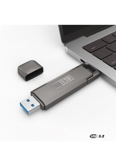 1 Tb Flash Bellek Usb 3.2 Type-c Yazma Hızı,darbeye Dayanıklı Anti Manyetik Gümüş