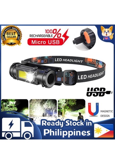 Rongcai Ready Stock Led Far Cob Çalışma Işığı Mıknatıslı Su Geçirmez El Feneri Usb Şarj Edilebilir Açık Kamp Balıkçılık Projektör Ev Far Siyah