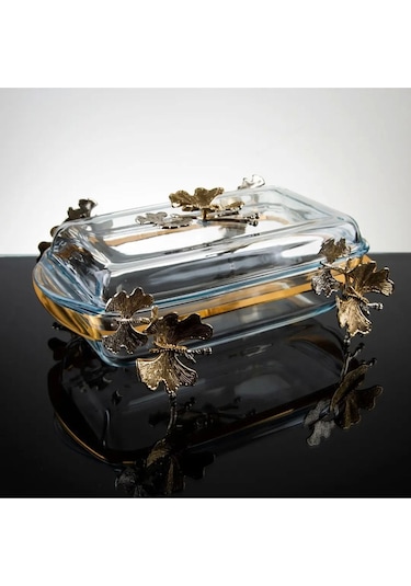 Barok Kapakli Dikdorgen Buyuk Sunumluk Gold