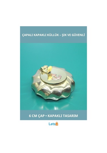 Vintage Pirinç Çapalı Kapaklı Küllük 6 Cm