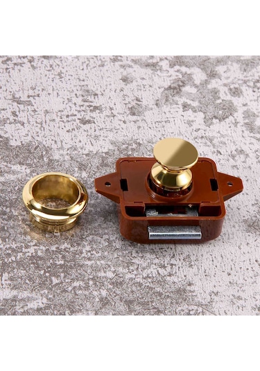 Nayomiglow Adet Anahtarsız Basmalı Düğmeli Kapı Tokmağı Kilidi Rv Karavan Kabin Tekne Motor Ev Dolabı, Kahverengi Altın