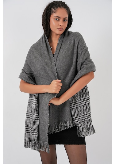 Kadın Yumuşak Dokulu Kalın Şal Atkı 15951 - Antrasit Antrasit