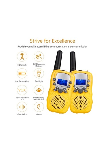Supermarket1 Kablosuz 8 Kanal 3km Uyumlu Erkek Çocuk Vox Fenerli Outdoor Kamp Telsizleri Sarı