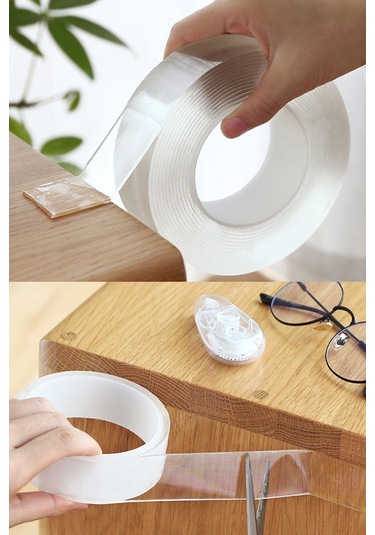 Şeffaf Çift Taraflı Bant,çift Taraflı Yapışkan Bant Şeffaf 19mm X 4m 4 Metre