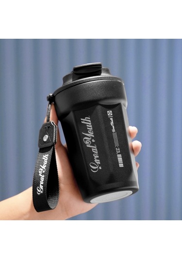 316 Paslanmaz Çelik Kahve Fincanı Kız Yüksek Değerli Su Bardağı Erkek Termos Bardağı Taşınabilir Yeni Sevimli Çift Bardak Siyah