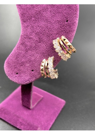 Bymerve Bym587 Silver Renk Zirkon Taşlı Abiye Günlük Şık Kadın Çelik Küpe Gümüş