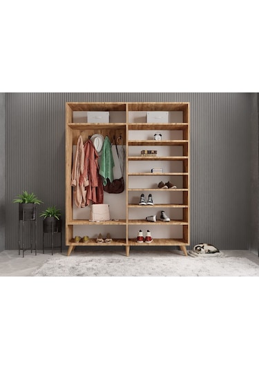 Koza Membran 4 Kapaklı Portmanto Montaj Dahil Çam Beyaz 140 Cm