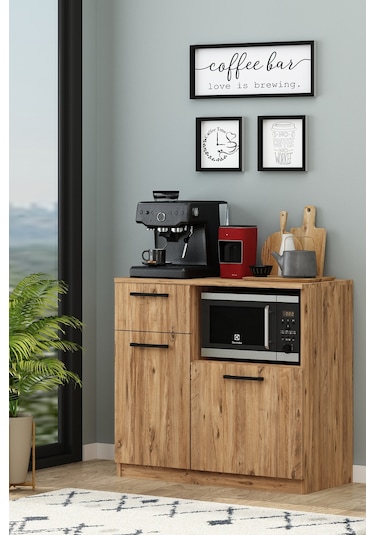 Elis Kahve Köşesi Raflı Çok Amaçlı Dolap Atlantik Çam Atlantik Çam