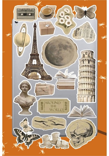 Vintage Aesthetic Sticker Seti Laptop Ajanda Notebook Tablet Telefon Defter Etiket Bullet Journal Diğer