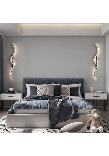 San Felipe / 2 'li Takım / Yatak Başı Aplik / 110 Cm / 3 Renk Işı Antrasit