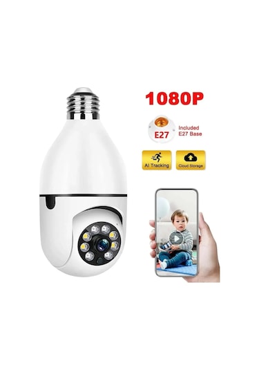 Akıllı Wifi Ampul Kamera V 380 Uygulma Kotrol Renkli Gece Görüş