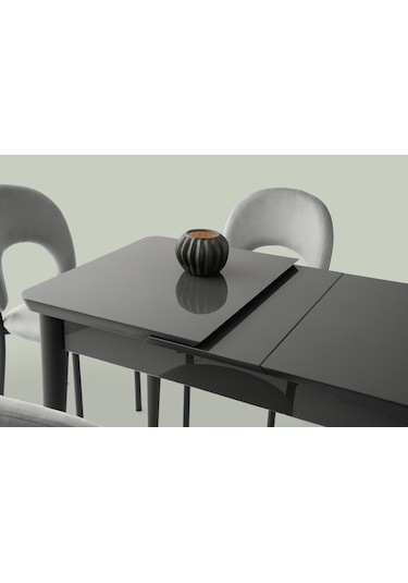 Tekno Hilal Mdf Açılır Mutfak Masa Sandalye Takımı 60x100 Gri
