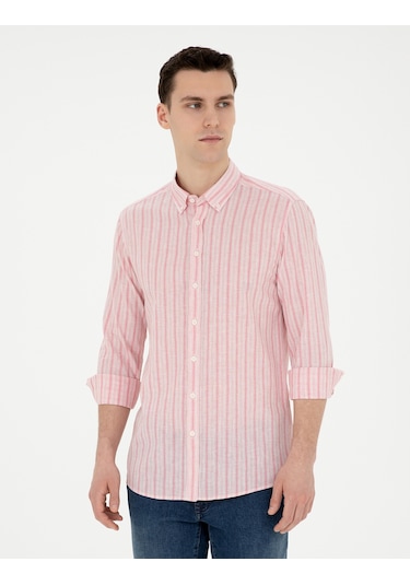Pierre Cardin Erkek Mercan Gömlek Desenli 50284400-vr186 Mercan