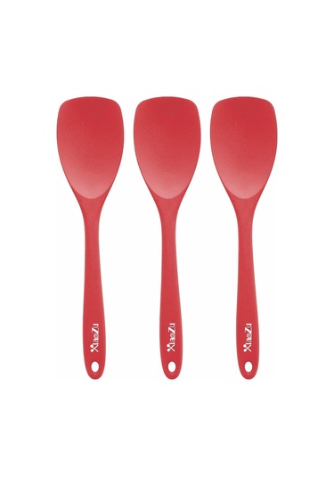 Silikon Spatula Kaşık Seti, Isıya Dayanıklı Kauçuk Kaşık, Ahşap