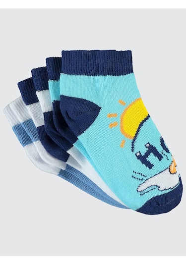 Civil Socks Erkek Çocuk 3'lü Patik Çorap 2-12 Yaş Mavi