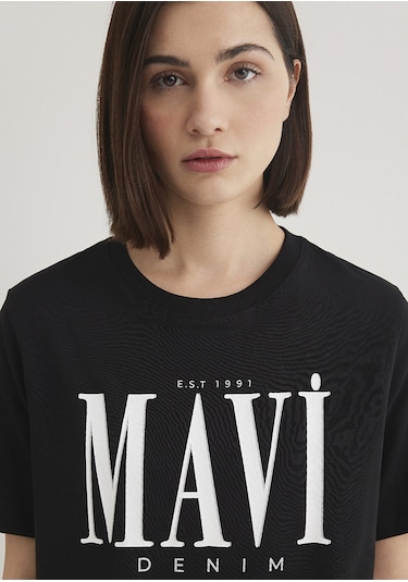 Mavi - Mavi Logo Baskılı Siyah Tişört 1611990-900 Siyah