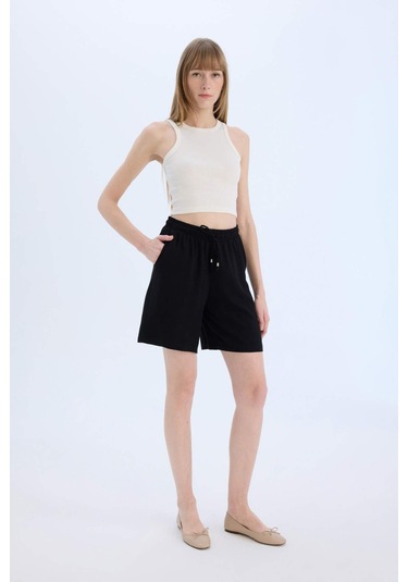 DeFacto Yüksek Bel Kısa Paça Belmando Şort I6760AZ25HSBK81 Siyah