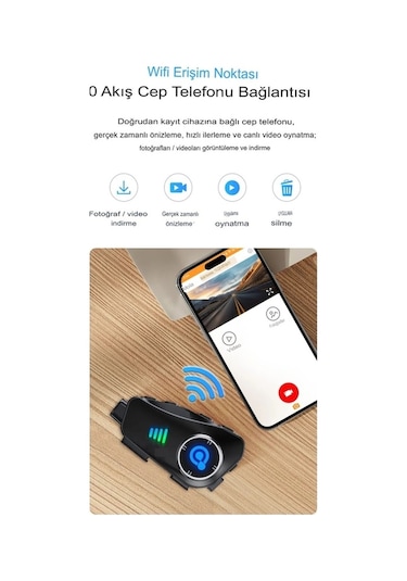 Q28 İntercom Kameralı Hd 1080p Kameralı Kask Kulaklık Su
