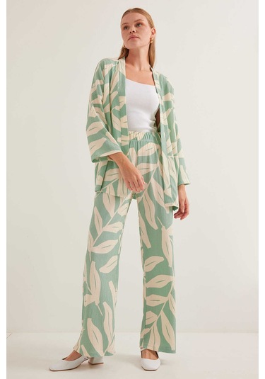 Gabria Desenli Kimono Takım Mint