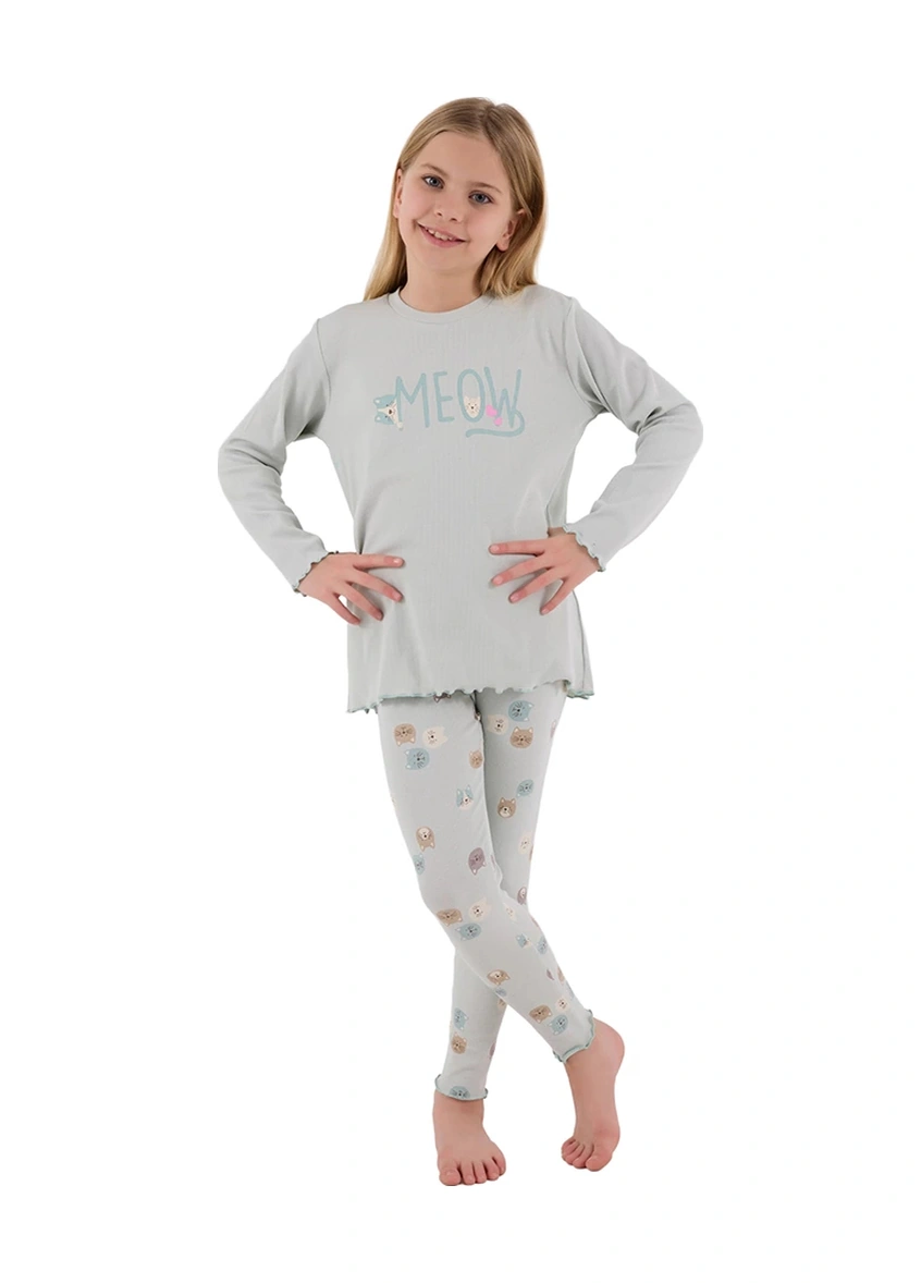 Rolypoly Rp3700-2 Kız Çocuk Kışlık İkili Pijama Takım Yeşil