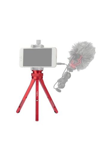 Kangvka Vl05rd Kırmızı Mini Alüminyum Masa Üstü Tripod - Sonsuz Yükseklik Ayarı Ve 1/4 İnç Evrensel Bağlantı