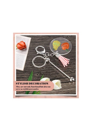 Gatherco Anahtarlık Yapım Seti - Kendin Yap Anahtarlıklar, 10 Boncuklu Anahtarlık Çubuğu, 10 Püskül, 10 Akrilik Boş Parça, Charm Anahtarlık Yapım Seti