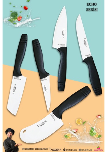 Eco Serisi Mutfak Bıçak Seti Et Ekmek Salata Pizza Bıçağı 5li Set Siyah