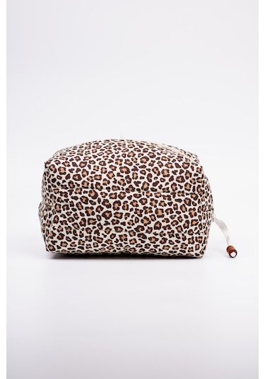 Makyaj Çantası 2 Li Set Leopar Desenli