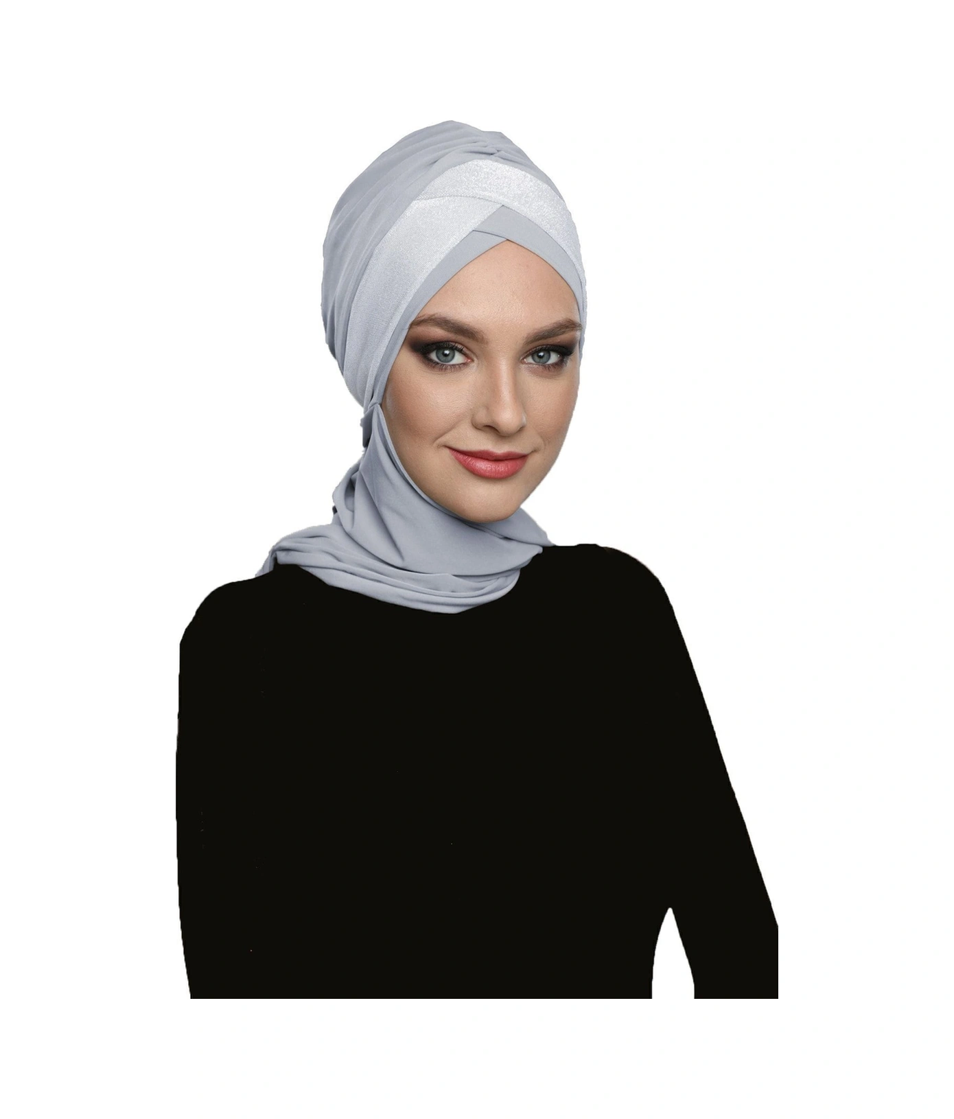 Çapraz Pike Atkılı Astarlı Açık Gri Hazır Türban Tesettür Bone Açık Gri