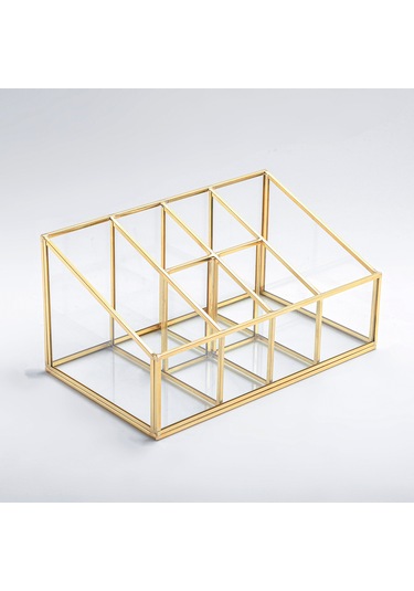 6 Bölmeli Cam Organizer Pirinç & Gold