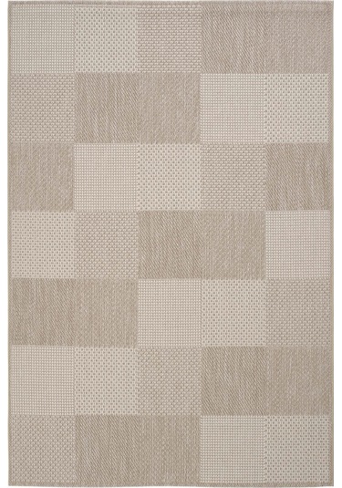 Cool Halı Grande 01 Bej Balkon Kilimi Dama Desen Halı Yolluk İnce Antre Kaymaz Tabanlı Mutfak Kilimi