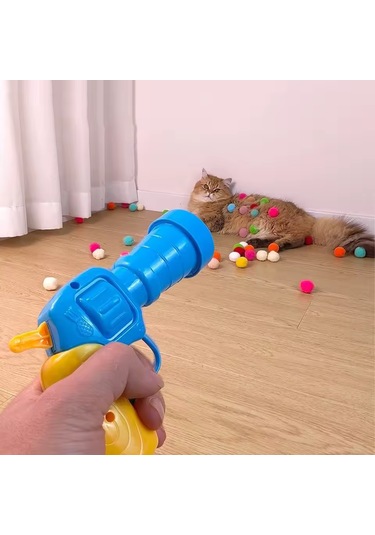 Tineke İnteraktif Kedi Oyun Tabancası 3 Adet Peluş Top