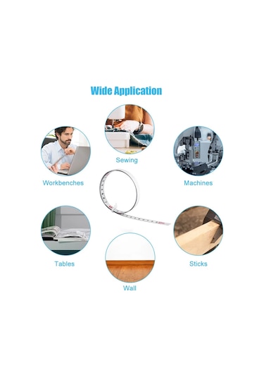 4 Adet 1 M Metrik Kendinden Yapışkanlı Taşınabilir Karbon Çelik Yapışkan Ev Temizle Ölçekli Doğru Mezura Dayanıklı Tezgah Masa Testere